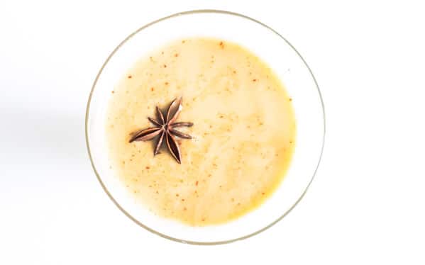 eggnog in a cocktail glass.