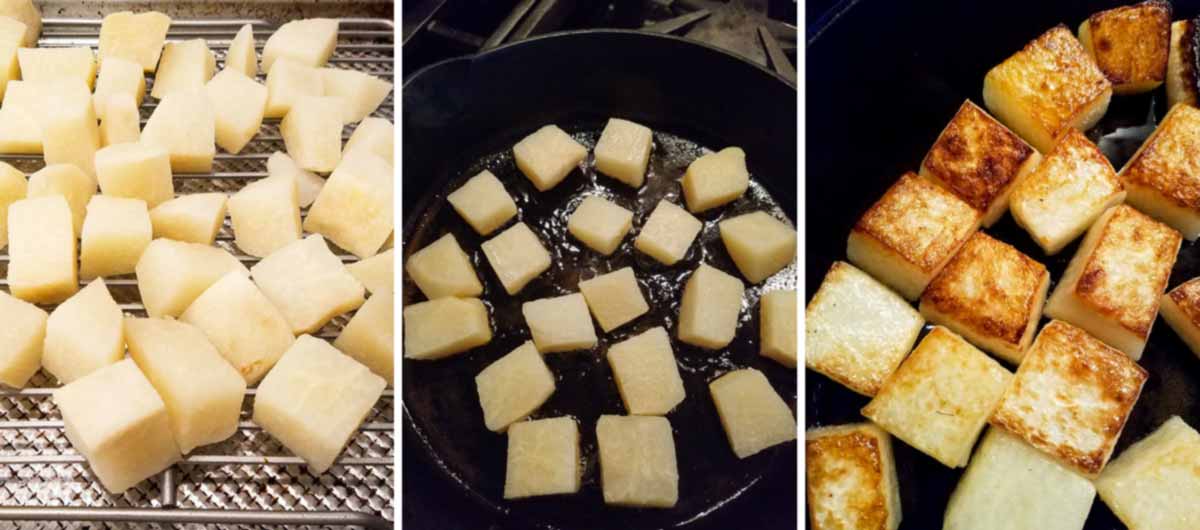 three steps to frying jicama