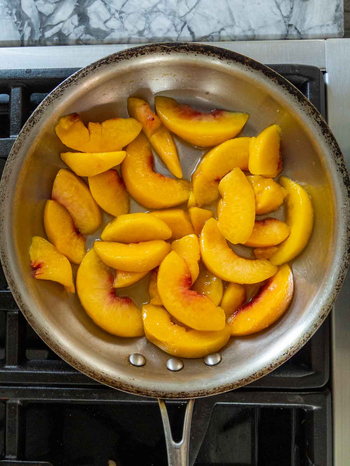 peaches in saute pan