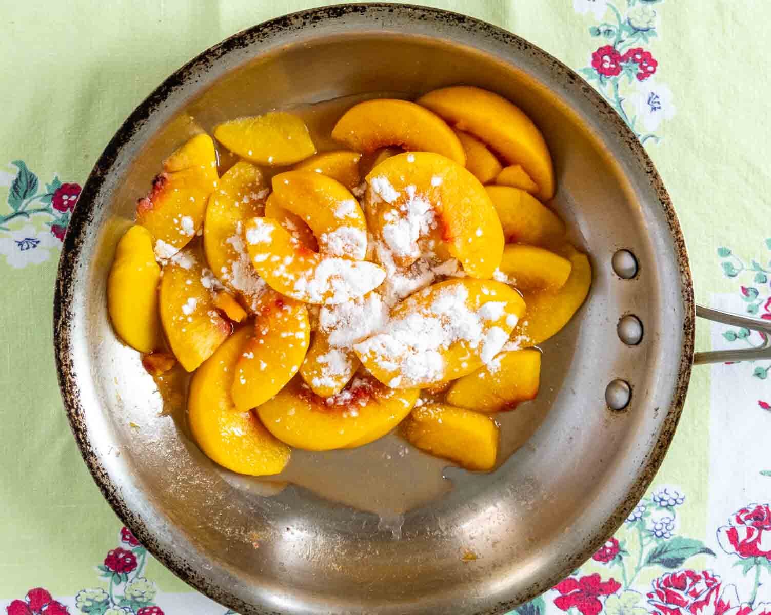 peaches with arrowroot sprinkled over