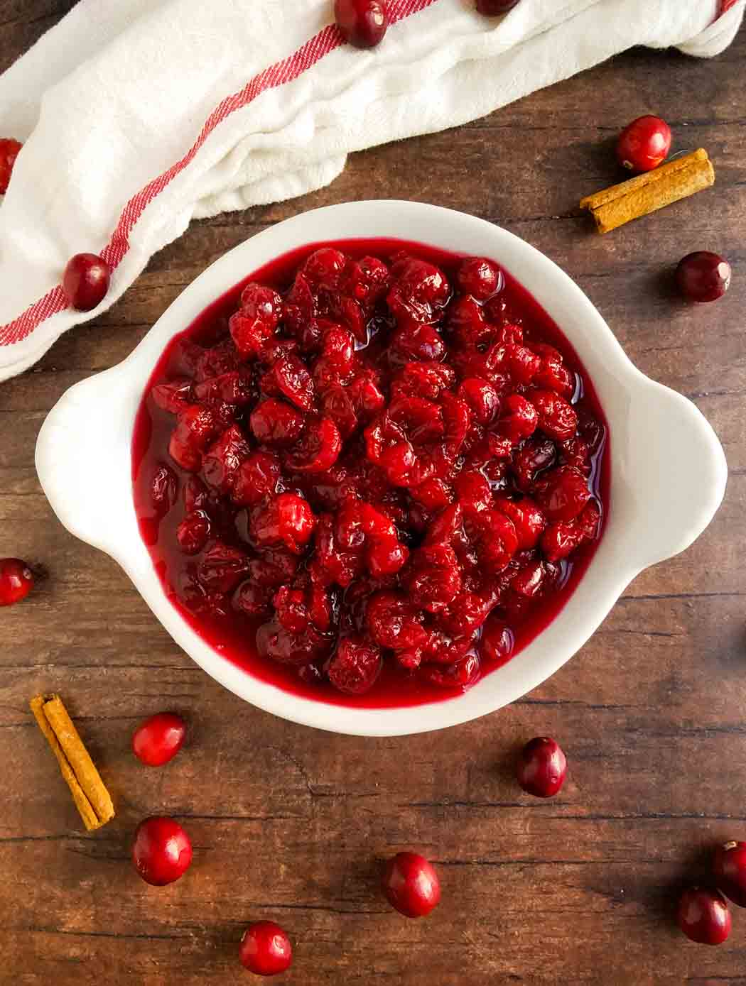 roasted cranberries in a white dish