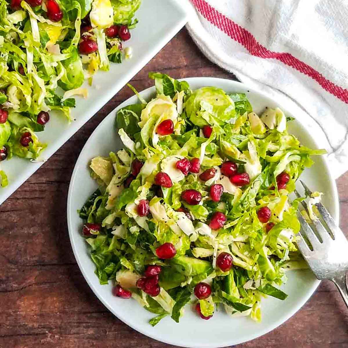 brussel sprout salad recipe on a plate
