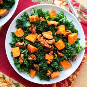 sweet potato salad on white plate