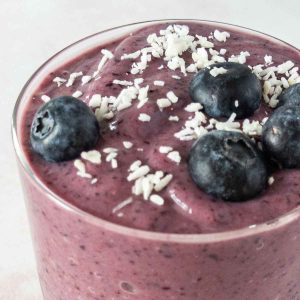 blueberry avocado smoothie in a glass