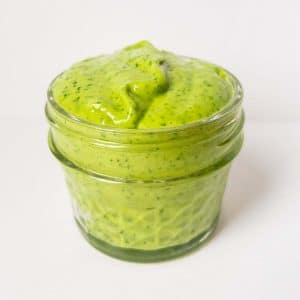 avocado sauce recipe in a jar