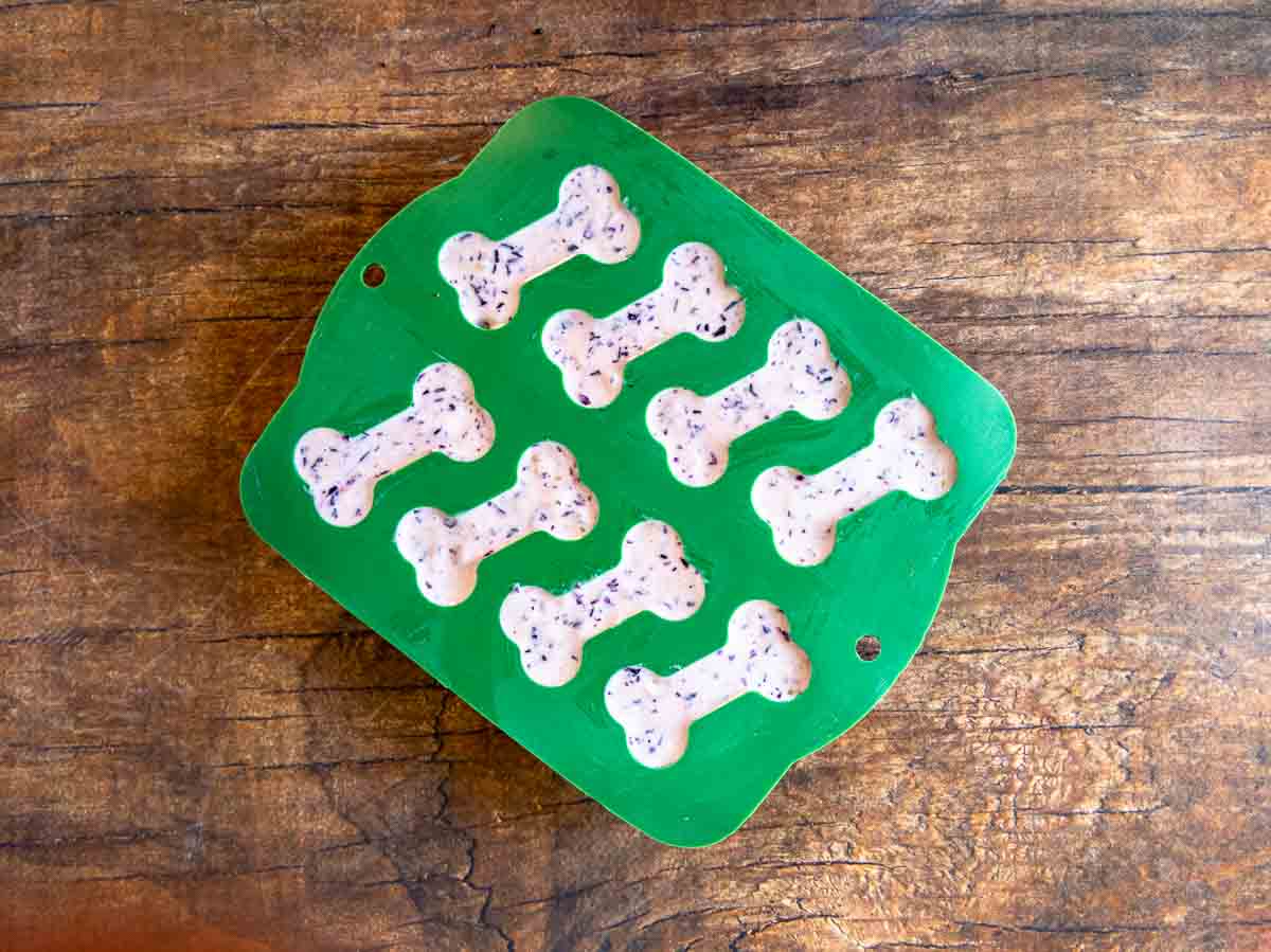 frozen dog treats in silicone mold