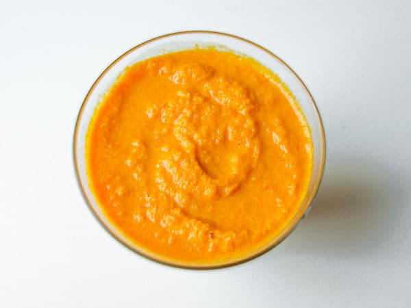 miso carrot ginger salad dressing in a bowl