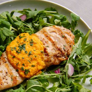 miso ginger steakhouse dressing recipe over grilled chicken salad