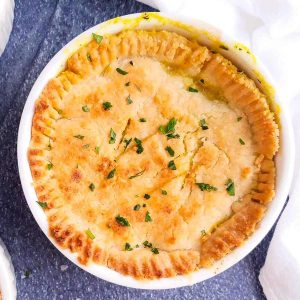 dairy free chicken pot pie in a ramekin