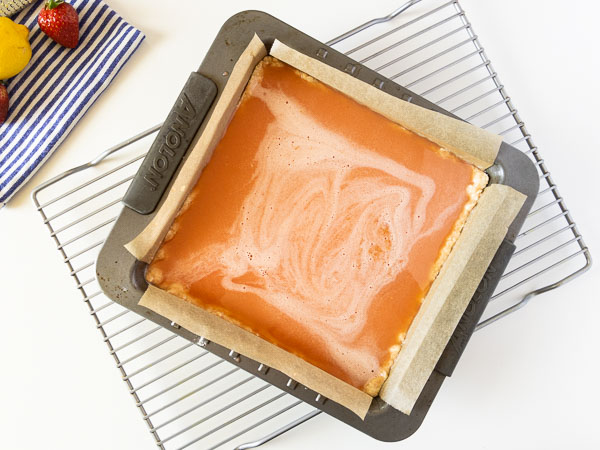 strawberry lemon filling in pan