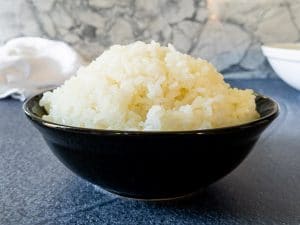 homemade sushi rice in bowl