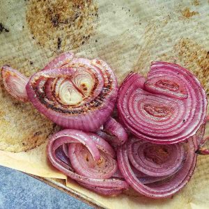 roasted red onion recipe on sheet pan