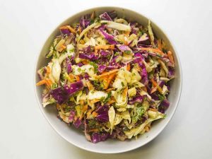 cabbage slaw in a serving bowl