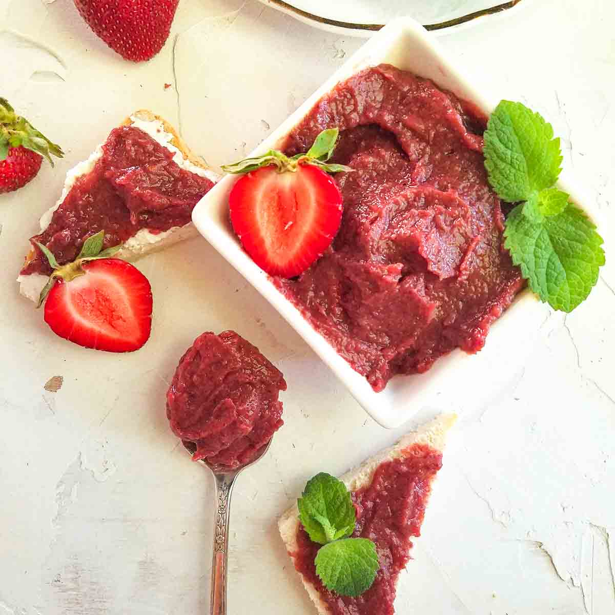 strawberry fruit spread in a bowl