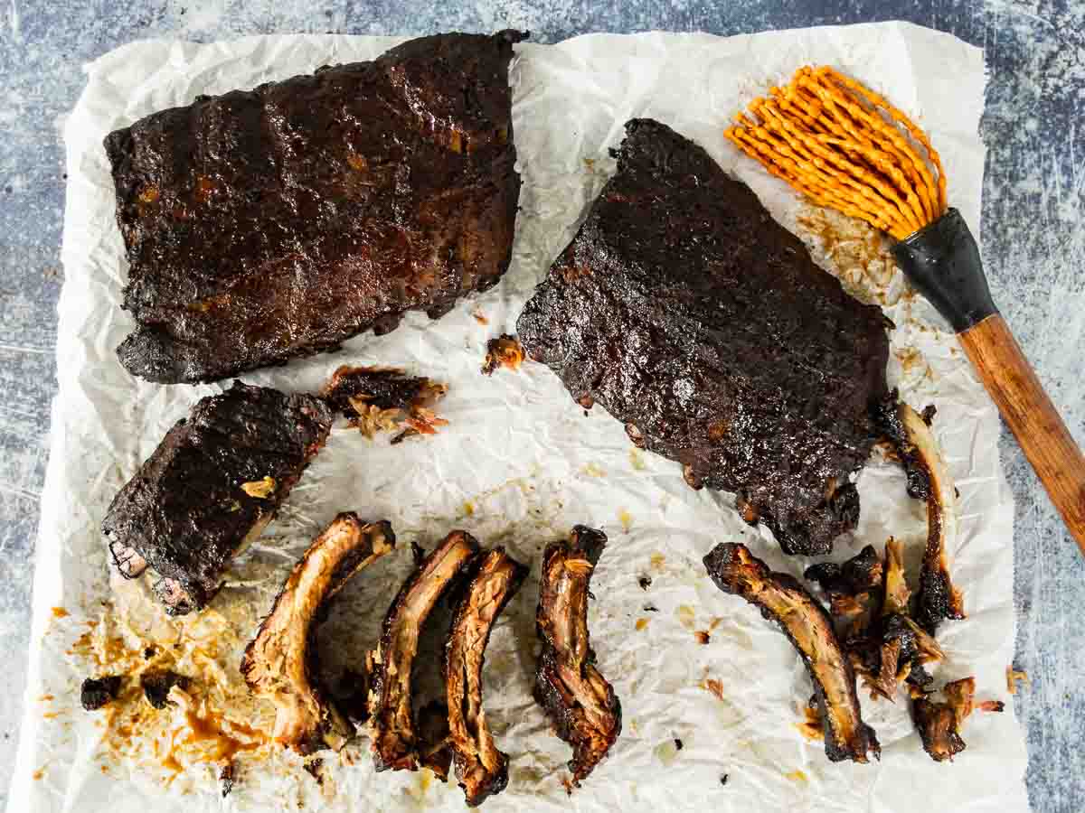 baby ribs on parchment paper