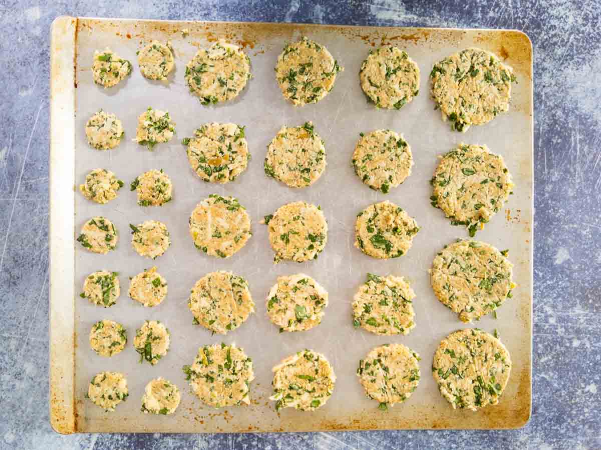 dog treats on cookie sheet