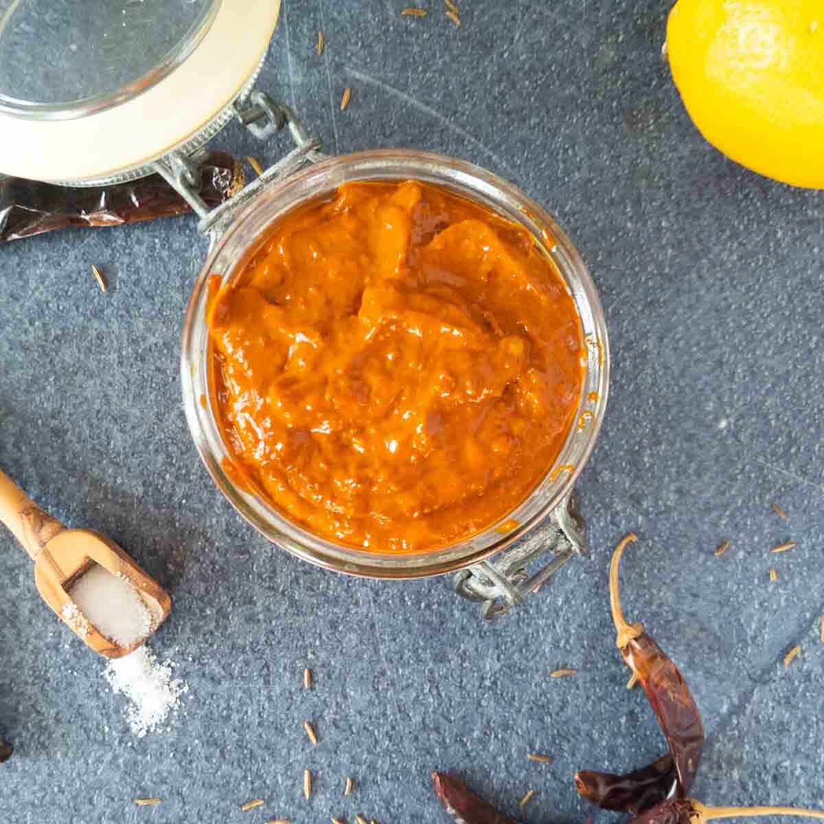 completed homemade harissa paste