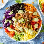 southwest salad with BBQ jackfruit on white plate