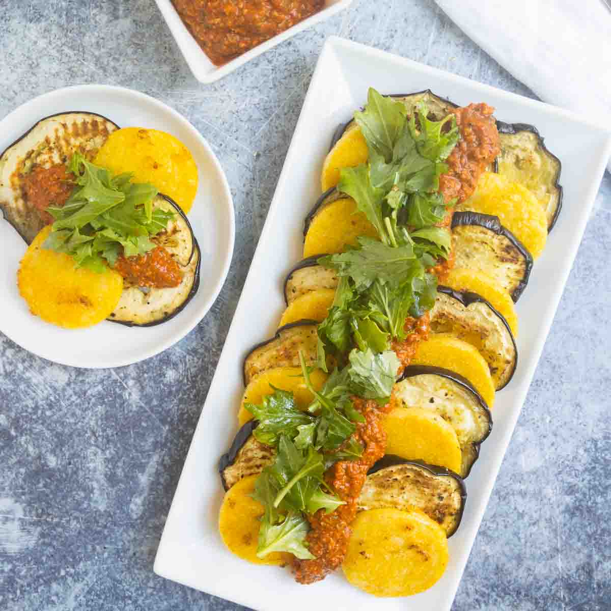 Polenta Cakes with Eggplant Peel with Zeal