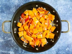 sauteing squash in a pan