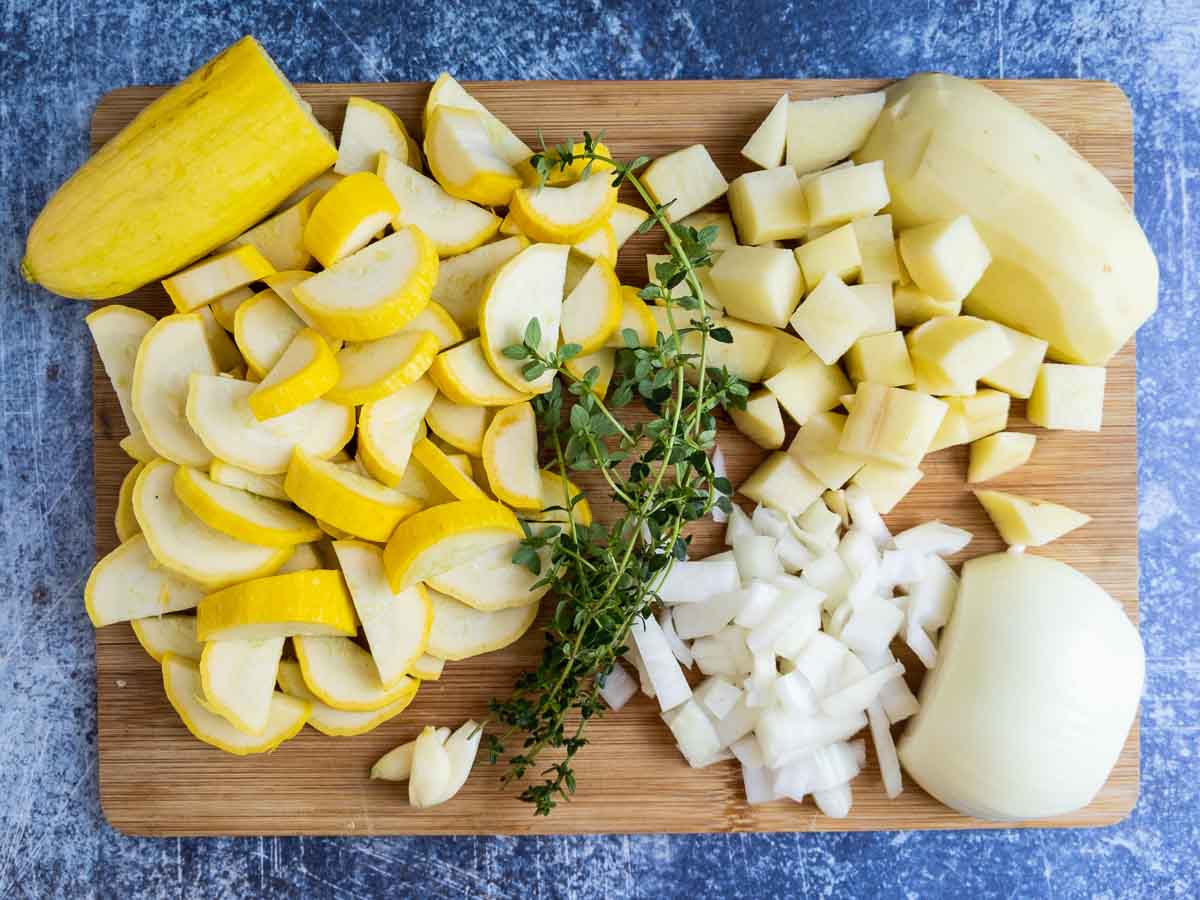 shopped ingredients on cutting board