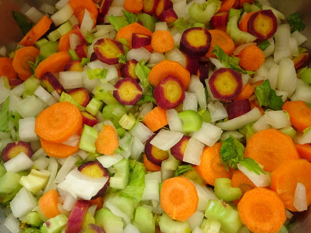 chopped veggies for the soup