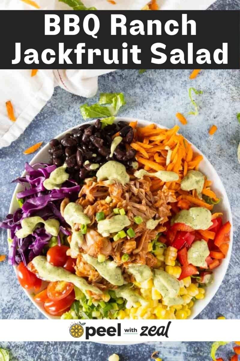 Southwest jackfruit salad in a bowl.