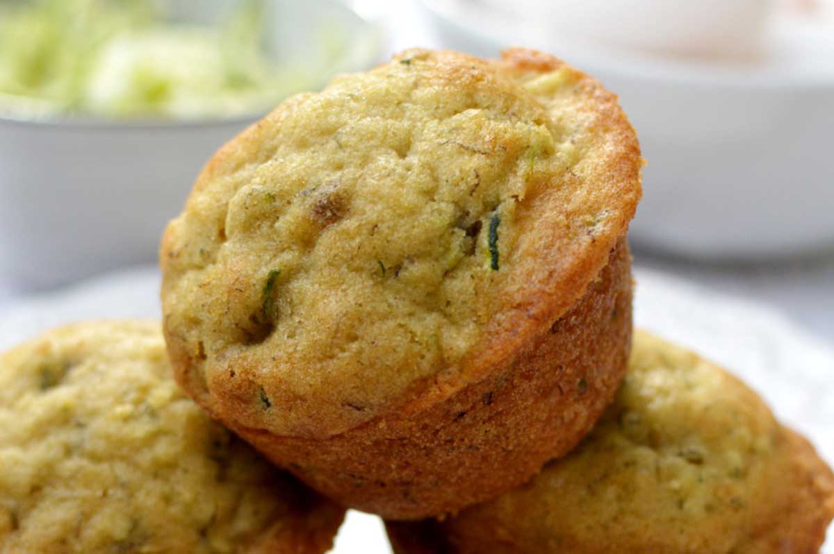 close up of dairy and gluten free zucchini muffin