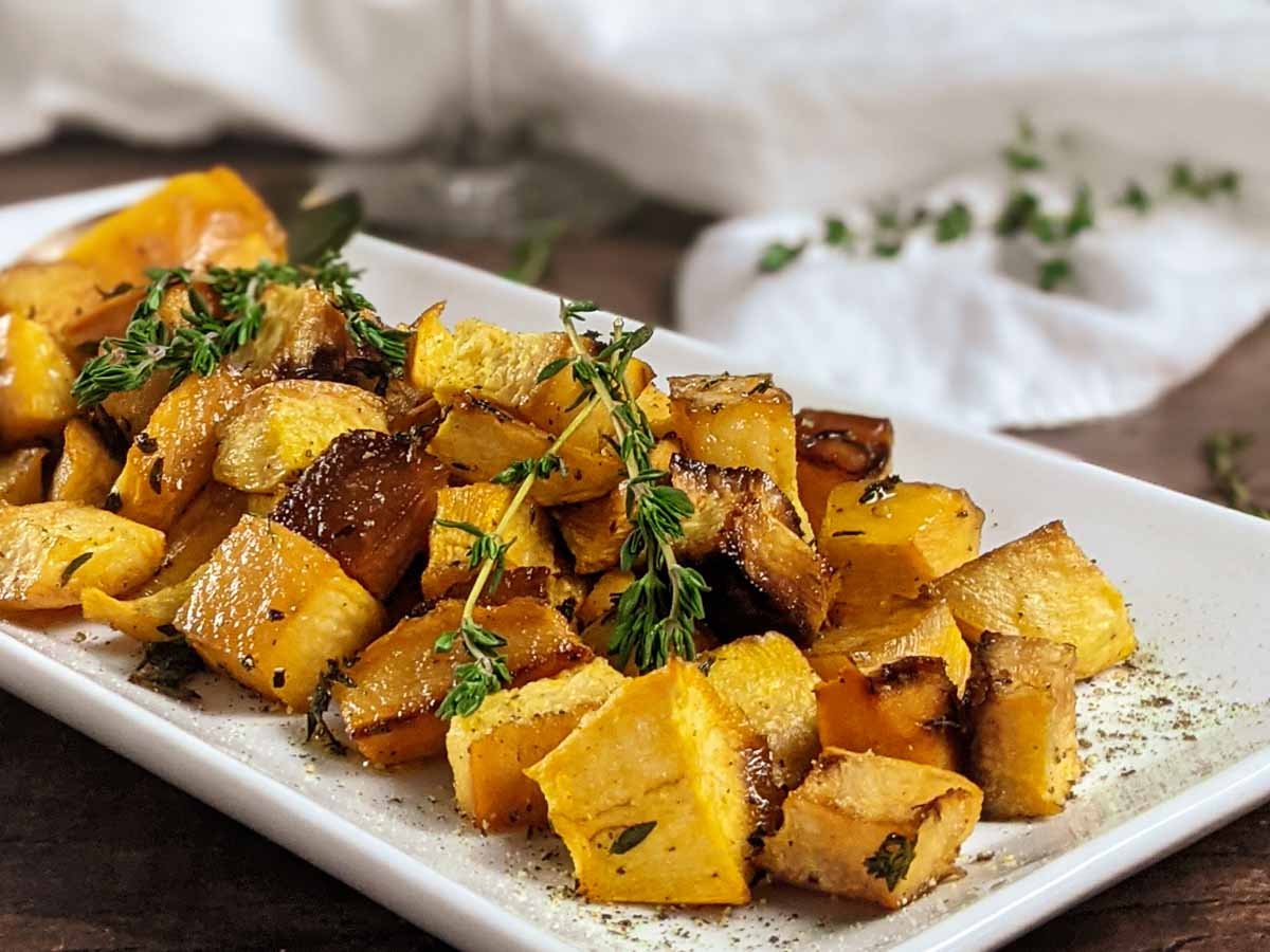 close up of roasted rutabaga