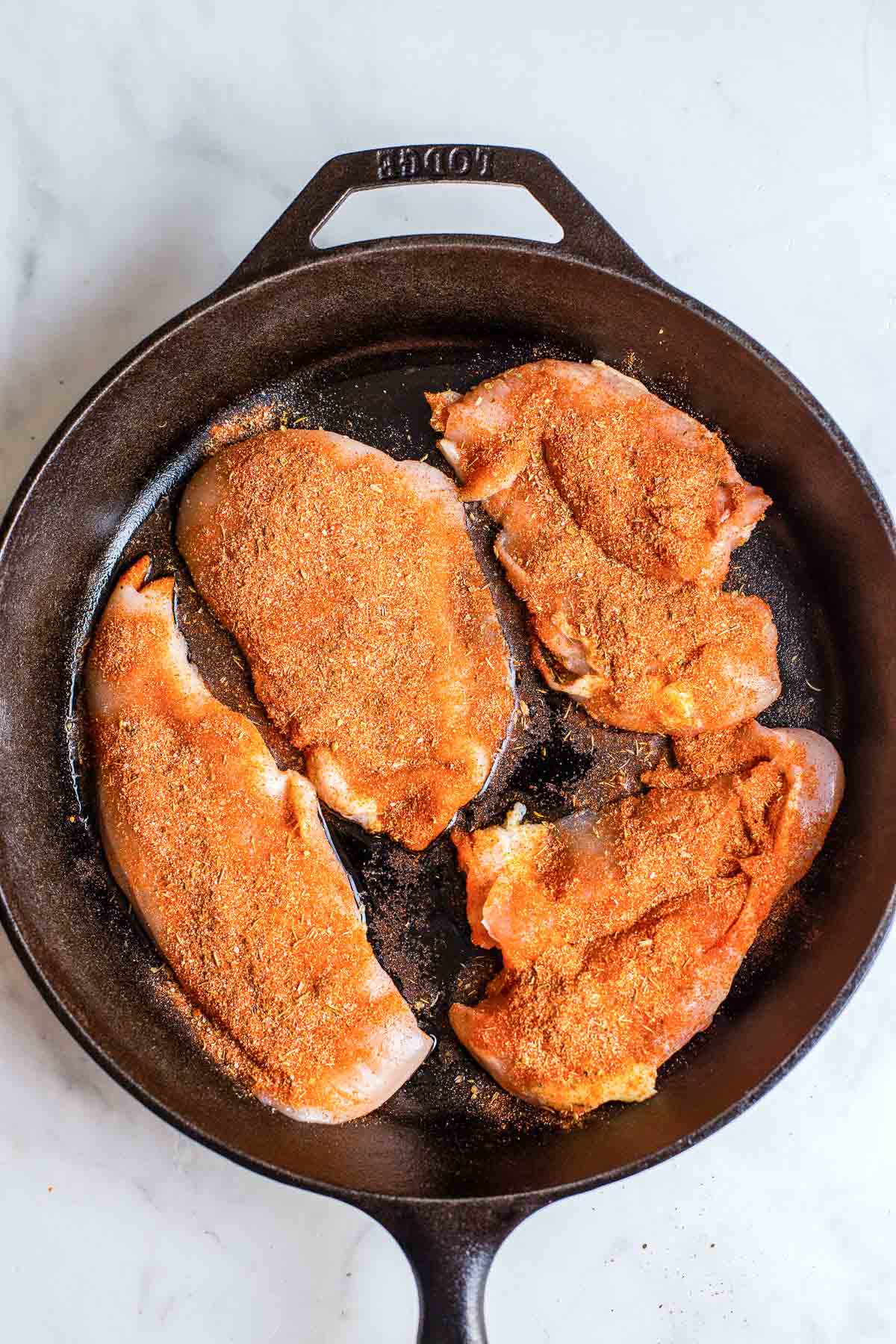 Chicken in cast iron skillet