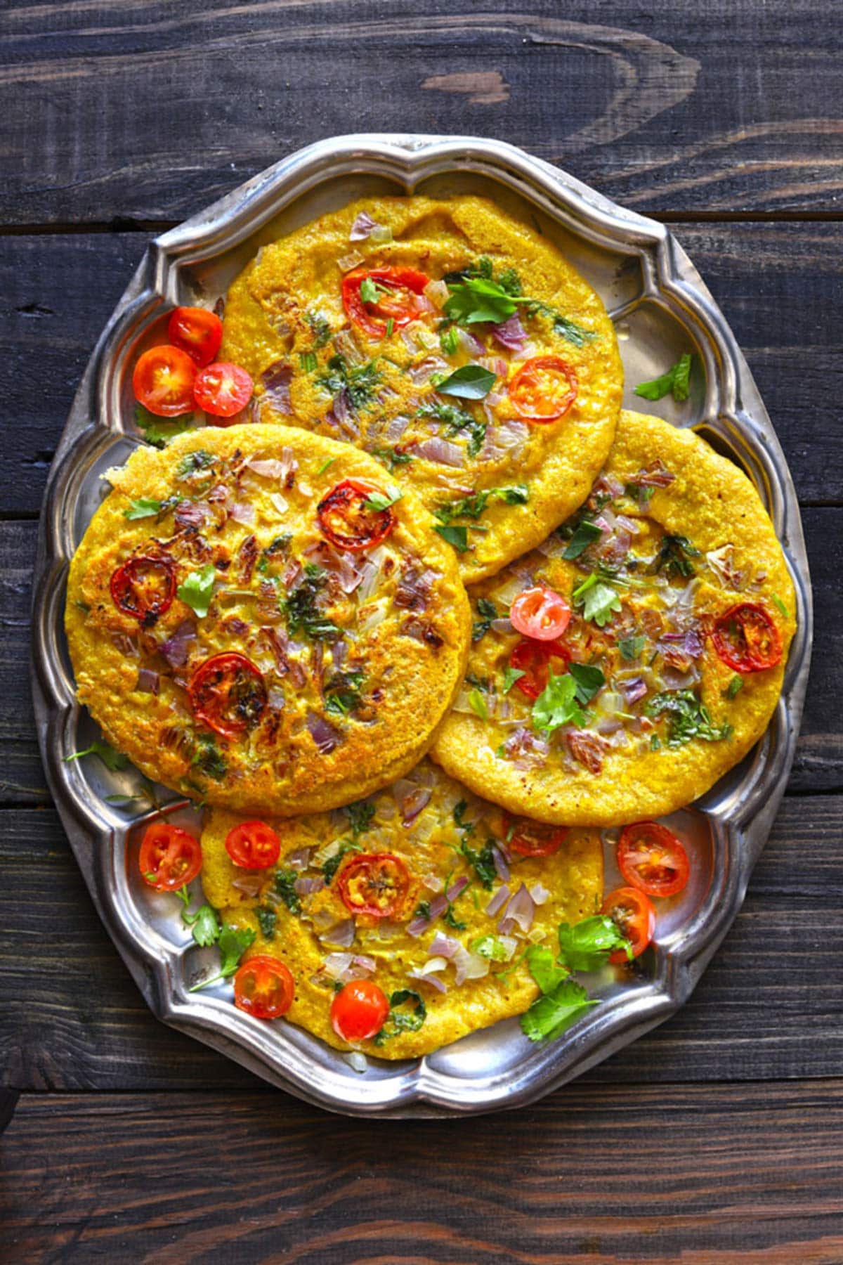 savory indian pancakes on platter