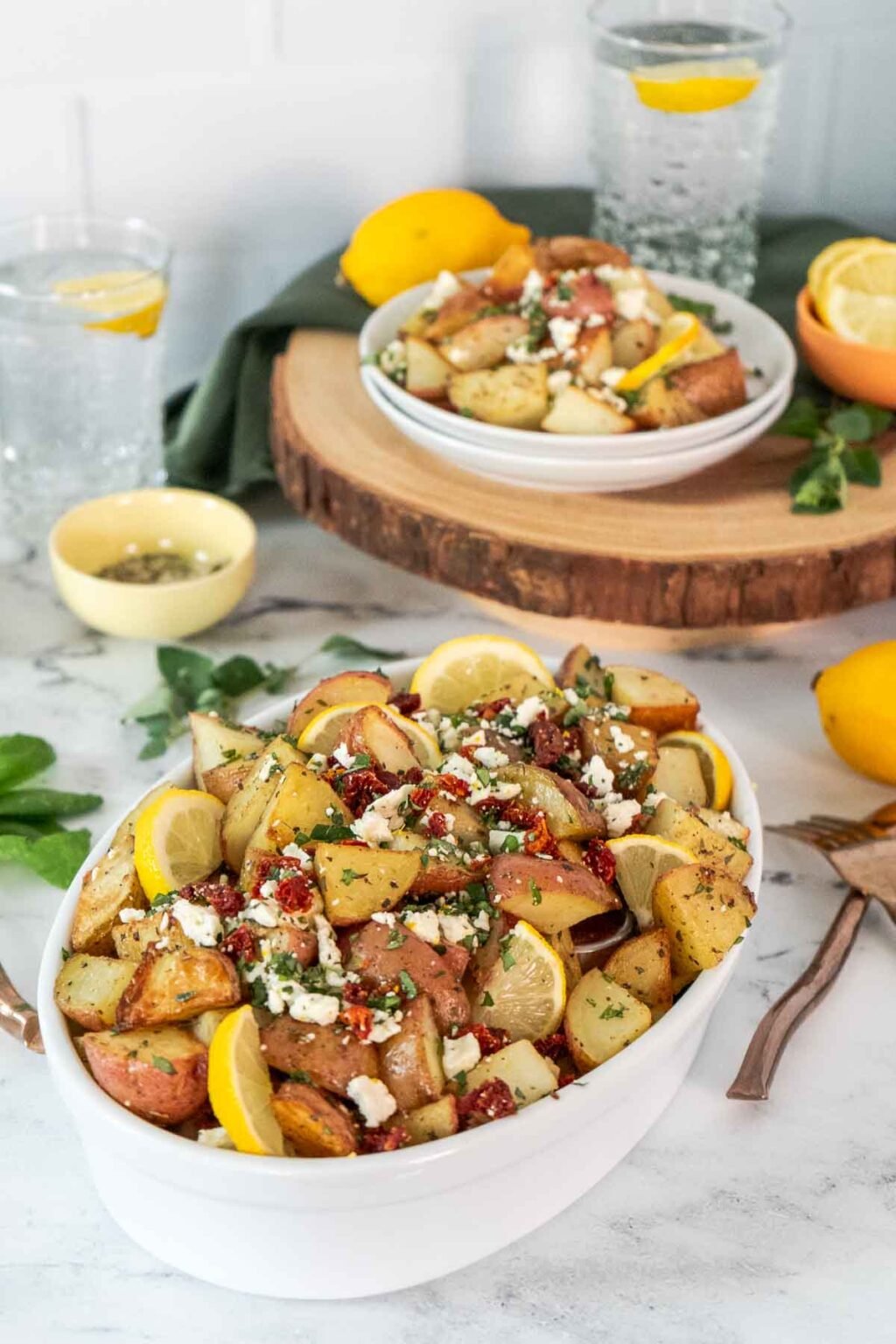 Lemony Greek Roasted Potatoes with Feta Peel with Zeal