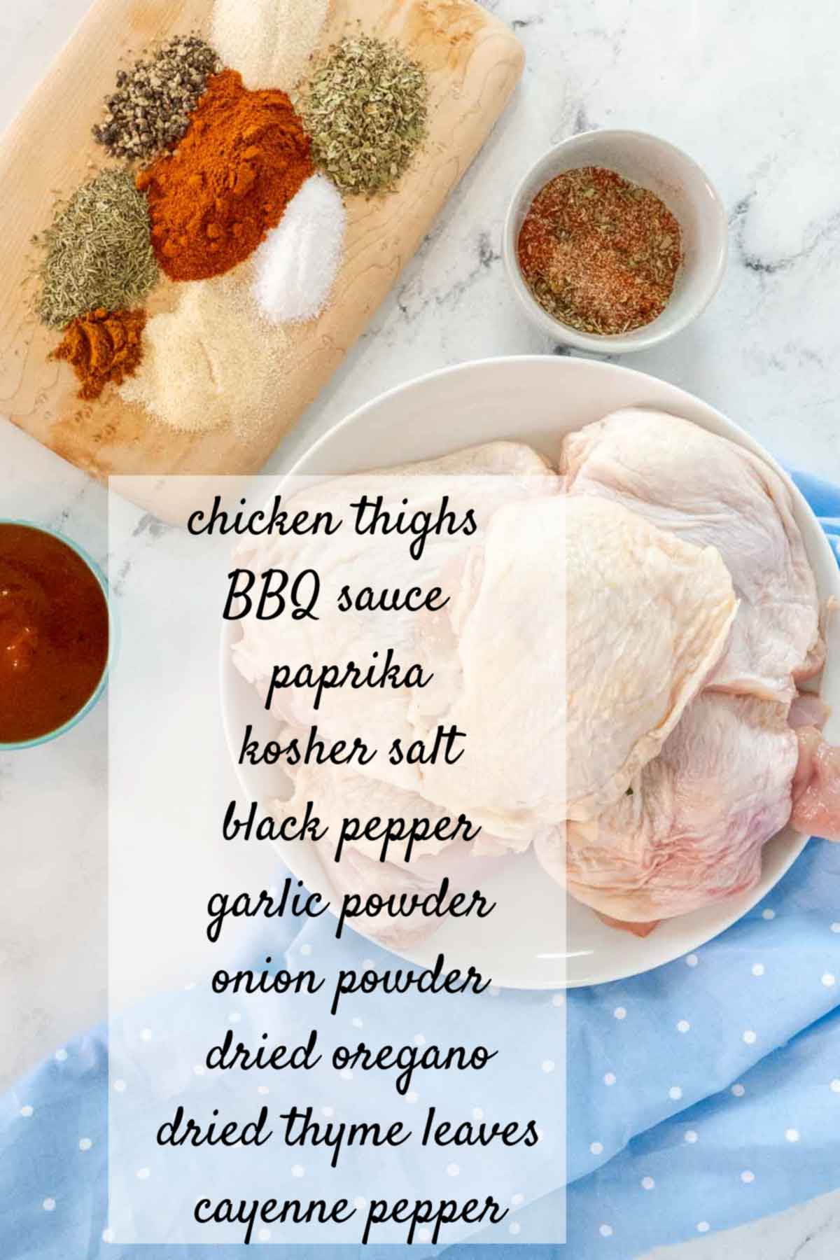 BBQ chicken ingredients laid out on counter