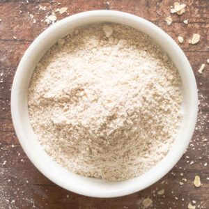 homemade oat flour in a bowl