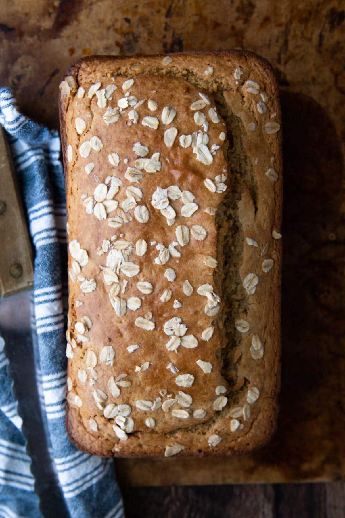 loaf of bread with oat topping