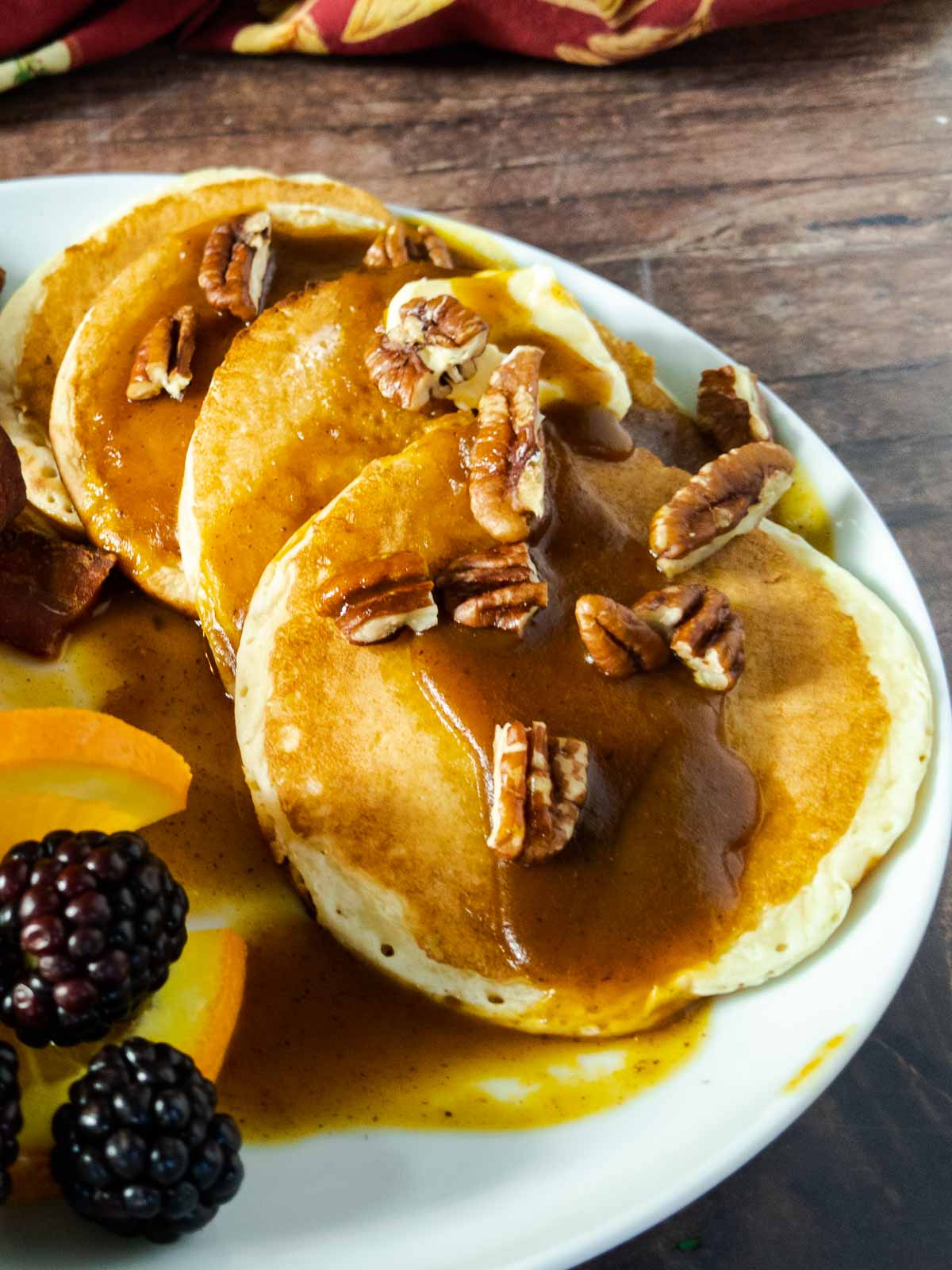 plate of pancakes with fruit