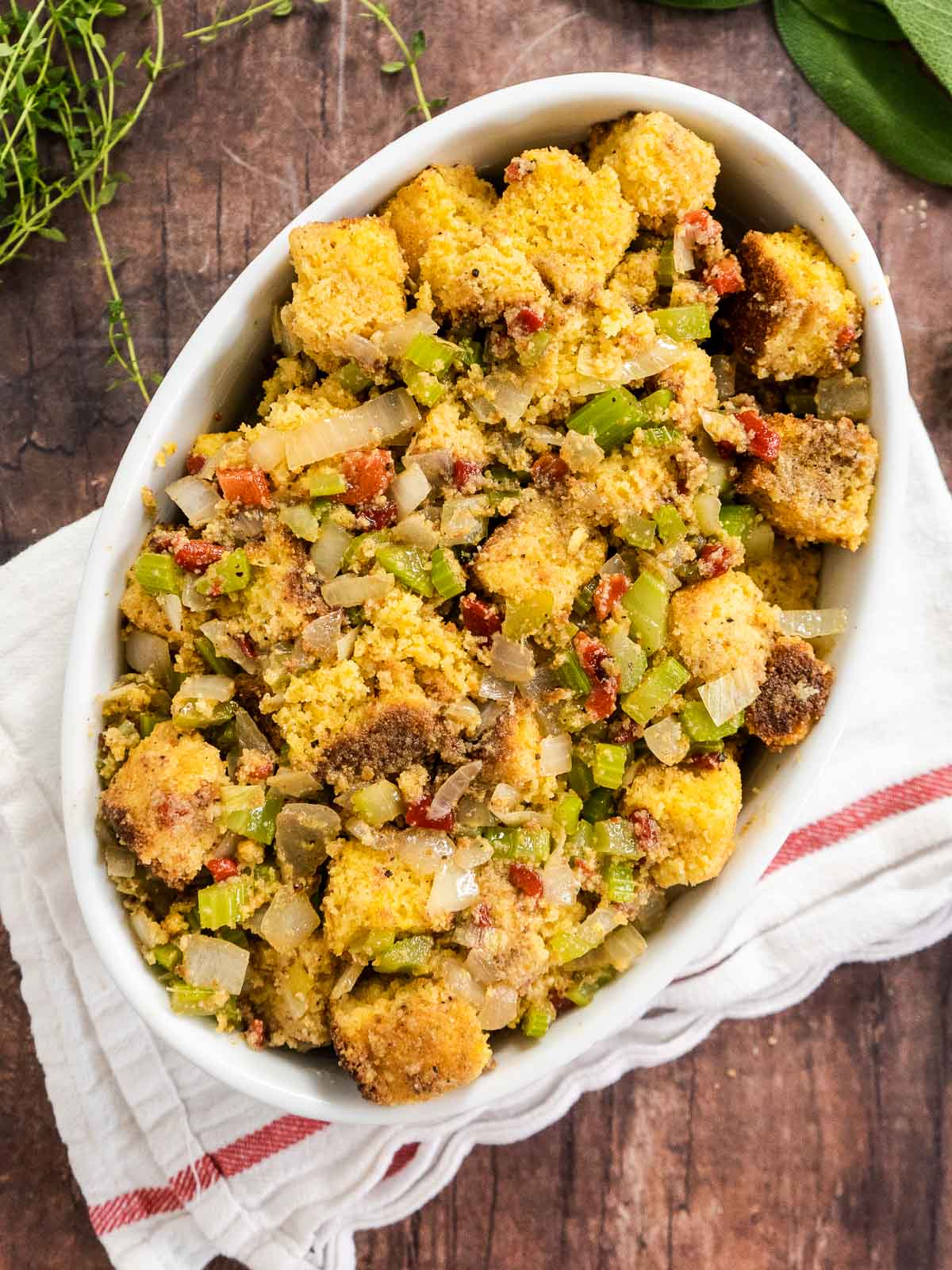 cornbread stuffing before baking