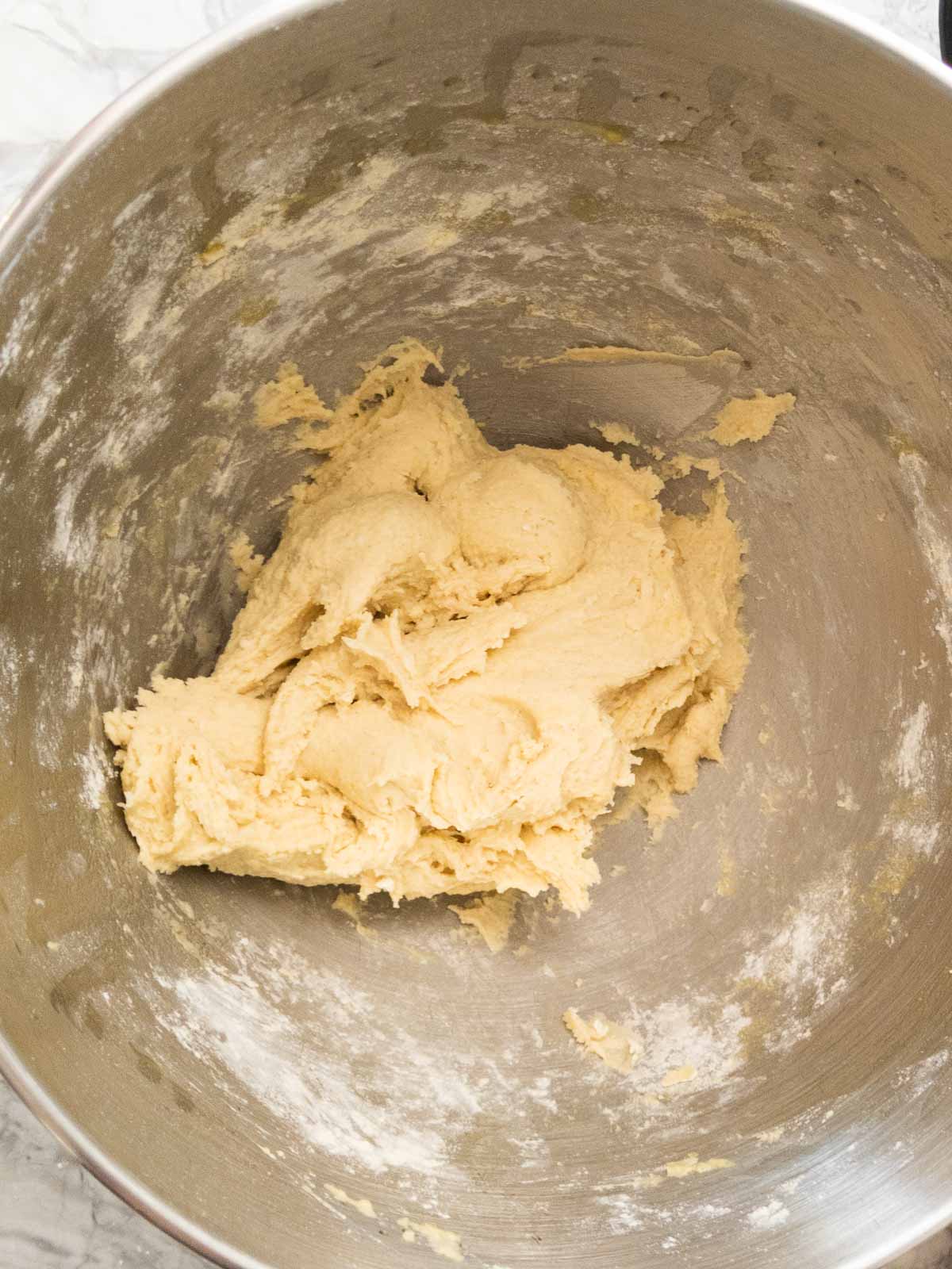 kneaded dough in bowl
