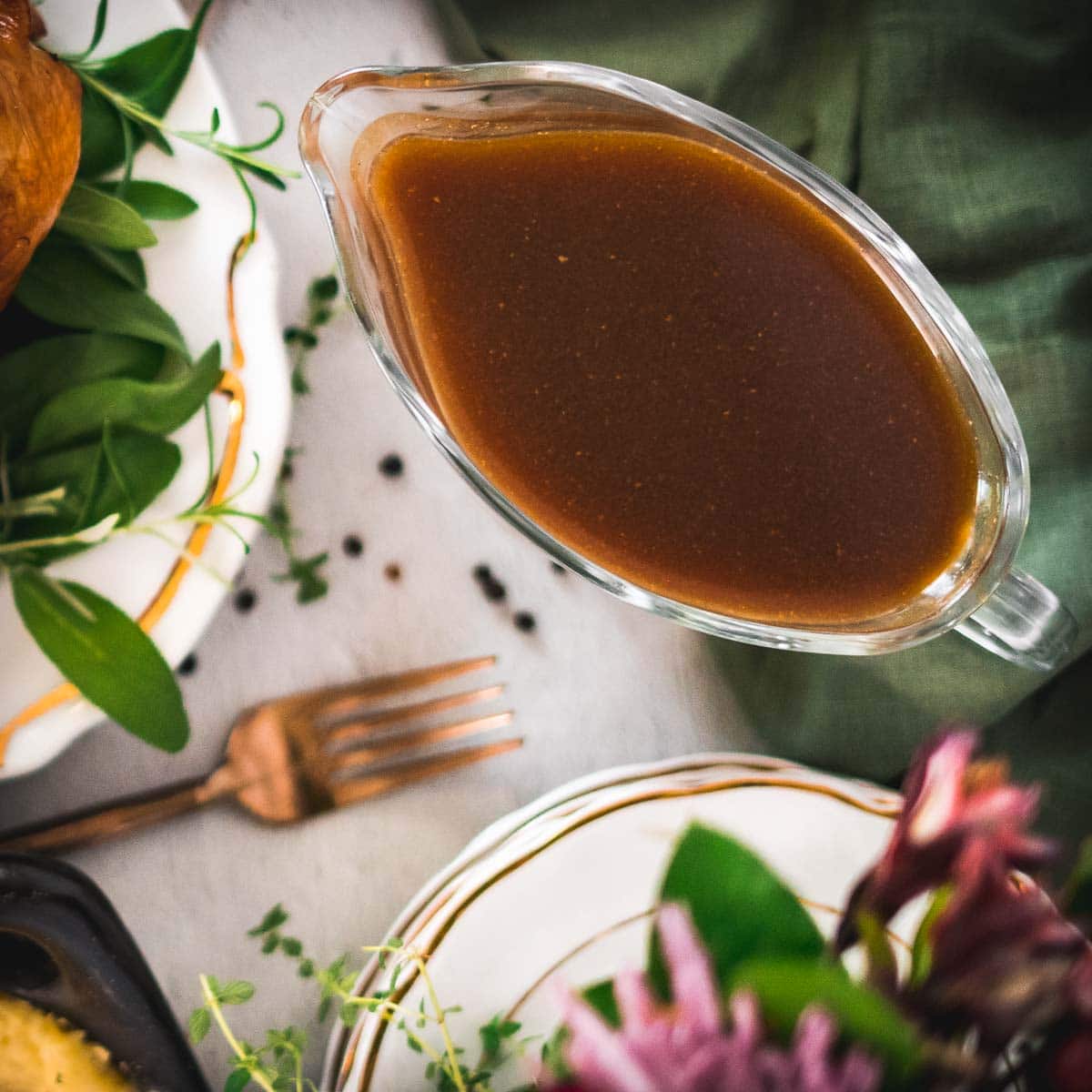 gluten free turkey gravy in a gravy boat