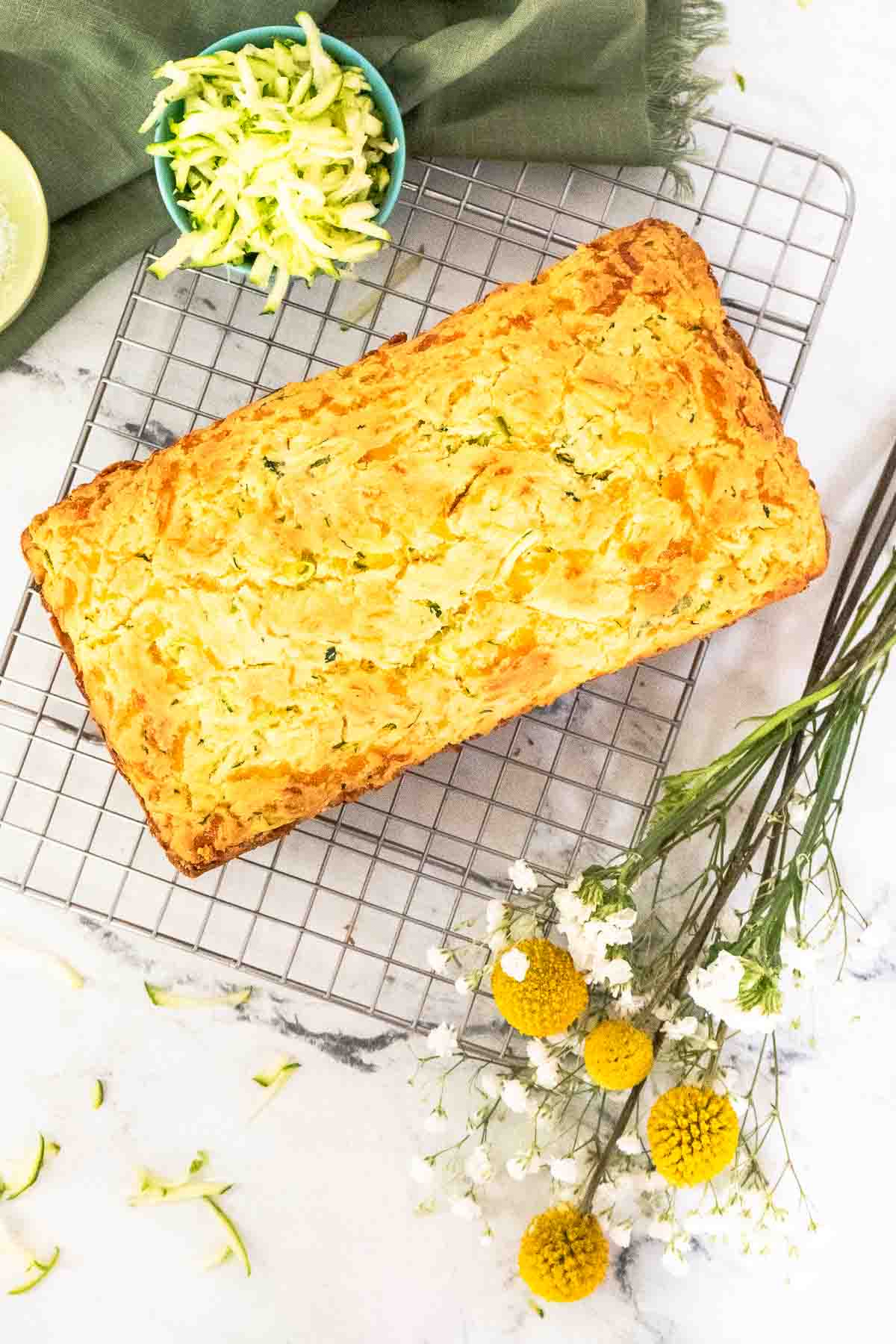 gluten free cheesy bread on wire rack