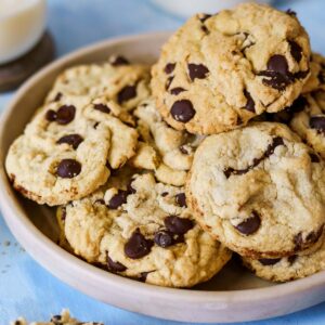 plate of gluten free dairy free chocolate chip cookies