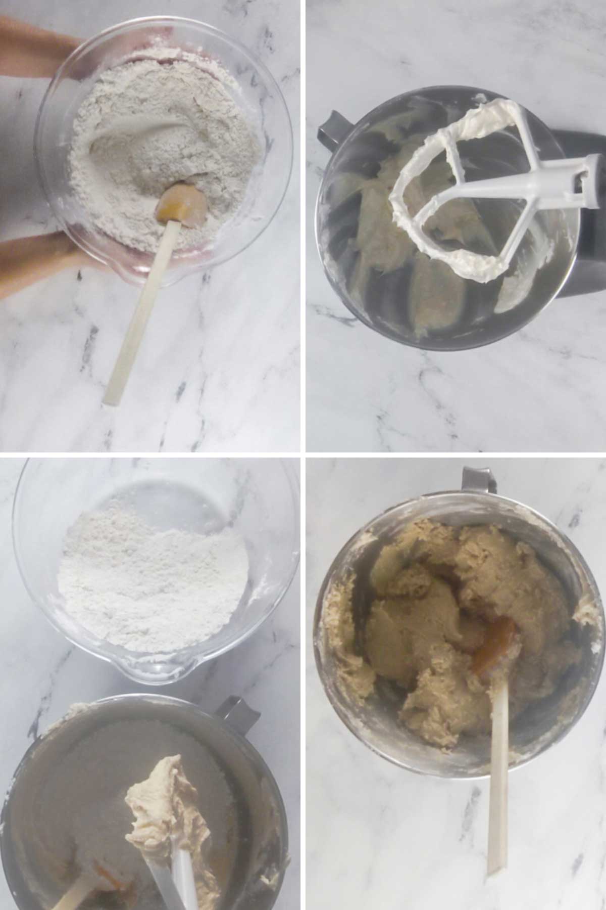 four sateps of making cookie dough