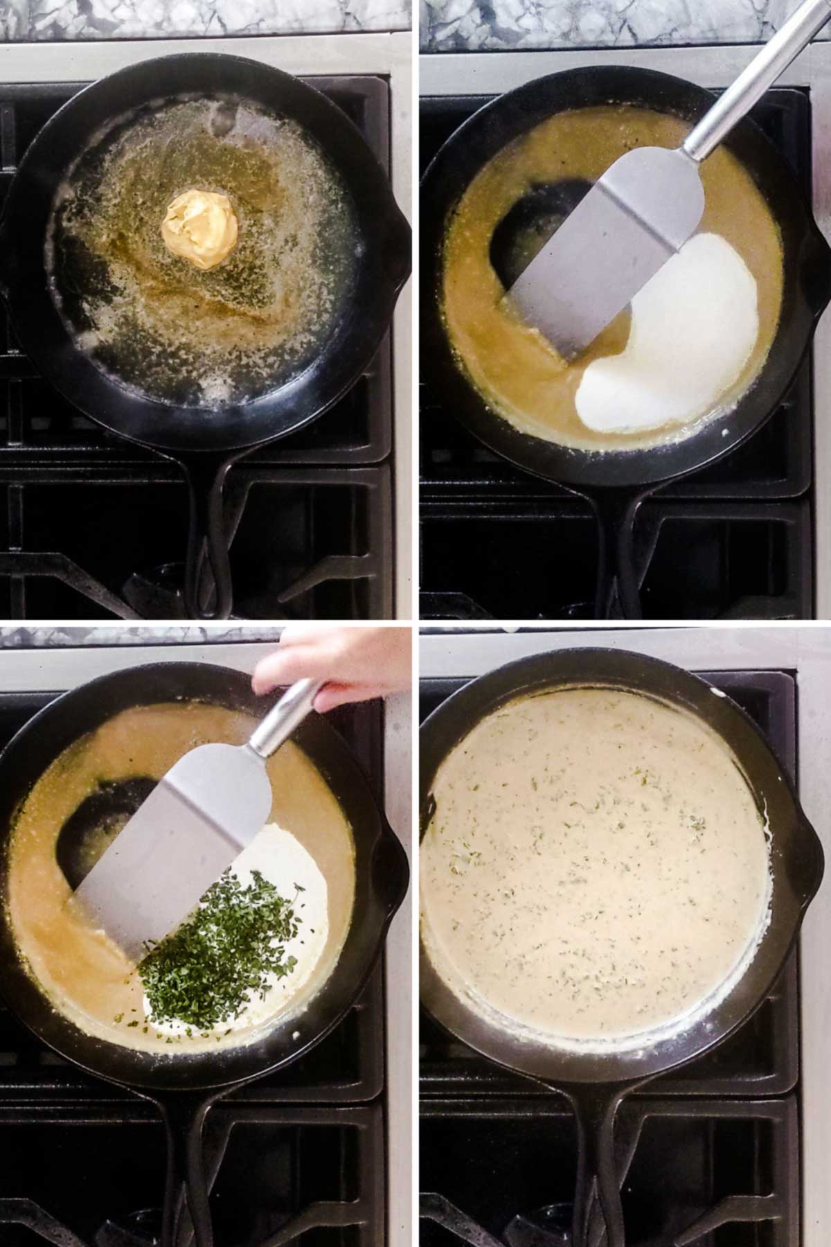 making the mustard pan sauce