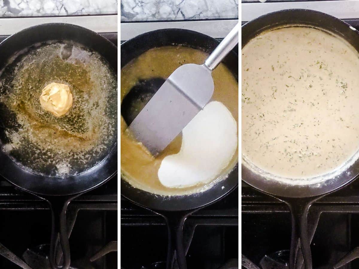 Perfect for pairing with sous vide pork tenderloin, this creamy sauce is made in three steps: melt butter, stir in cream, and finish with fresh herbs in a skillet.