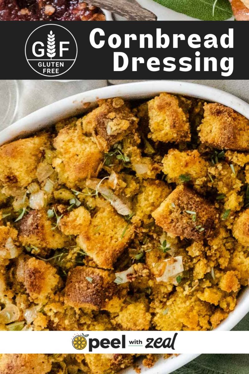 Gluten Free cornbread stuffing in a bowl.