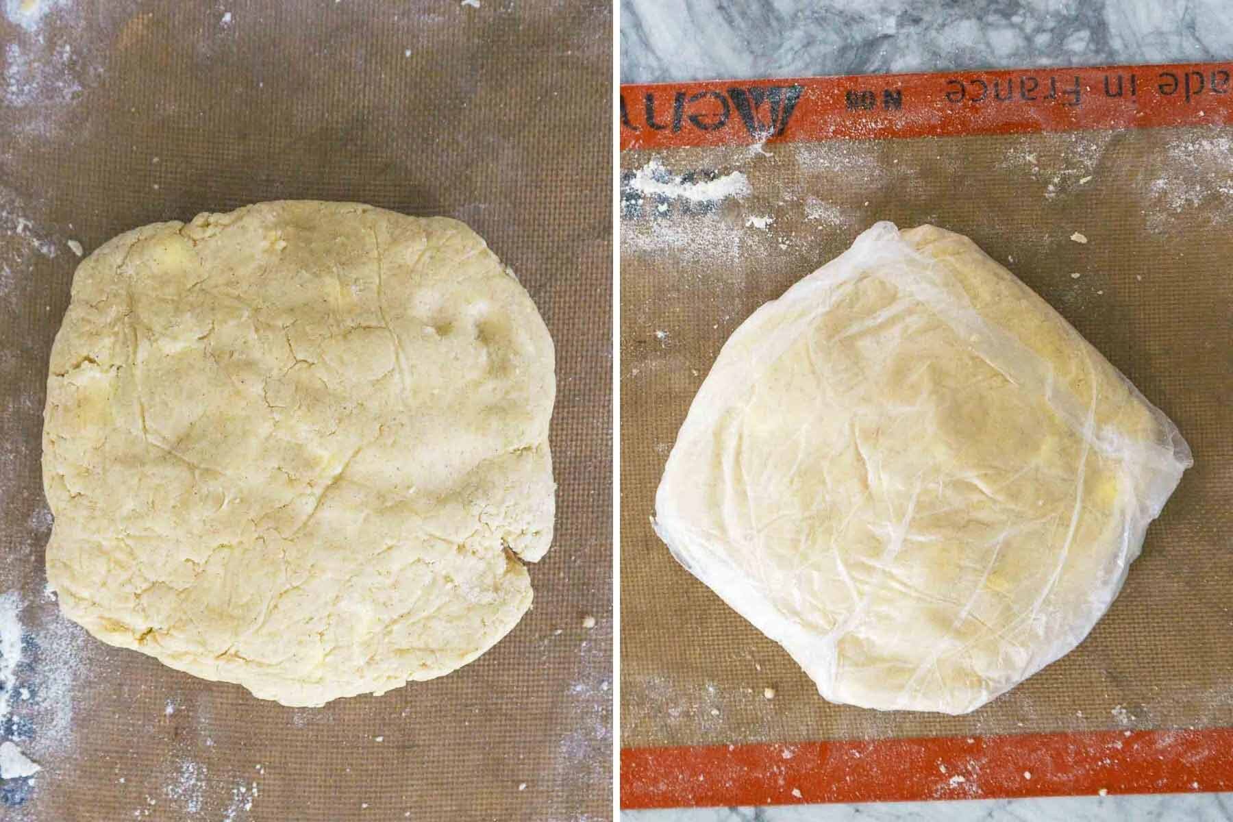 crescent roll dough shaped into a disc. 