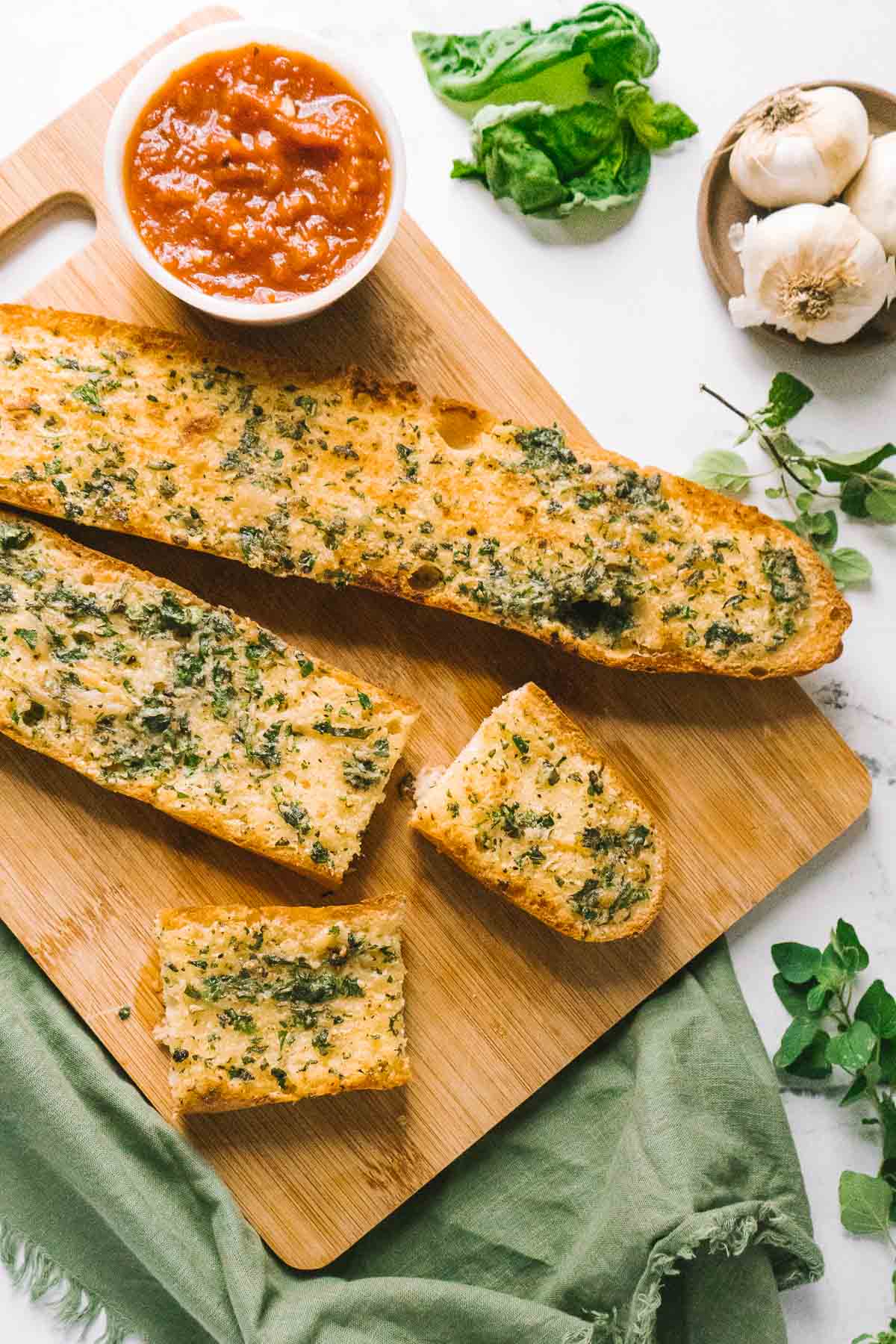 dairy free garlic bread on cuttin gboard