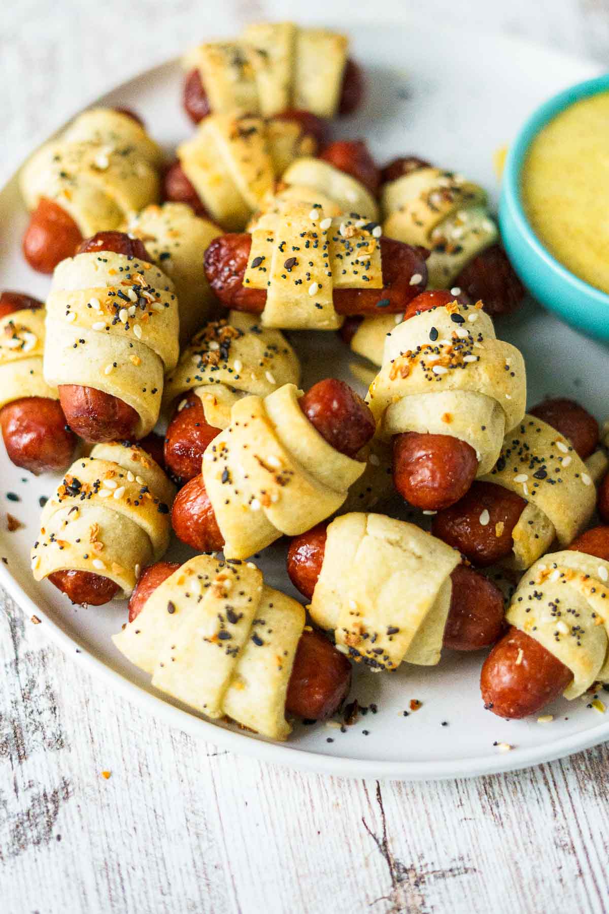 plate of pigs in a blanket made with crescent roll dough