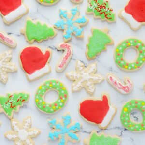 gluten free sugar cookies decorated with royal icing