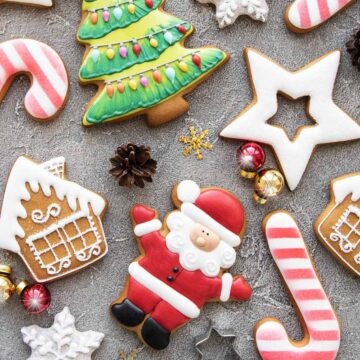 christmas cookies decorated with royal icing